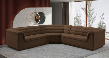 Cascade Velvet Fabric Sectional Brown from Meridian - Luna Furniture