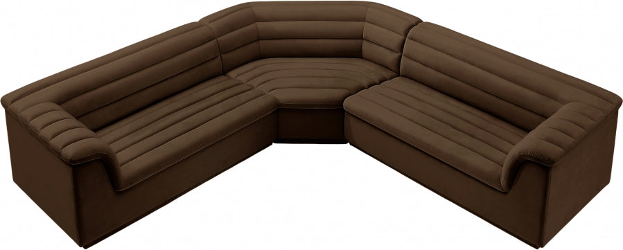 Cascade Velvet Fabric Sectional Brown from Meridian - Luna Furniture