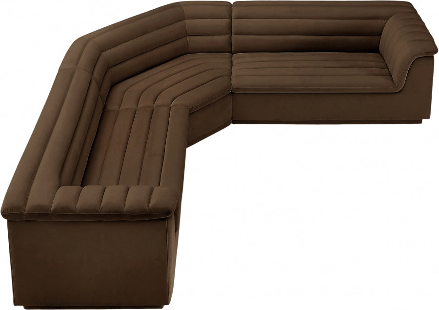 Cascade Velvet Fabric Sectional Brown from Meridian - Luna Furniture