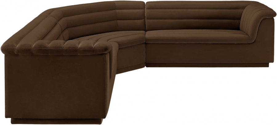 Cascade Velvet Fabric Sectional Brown from Meridian - Luna Furniture