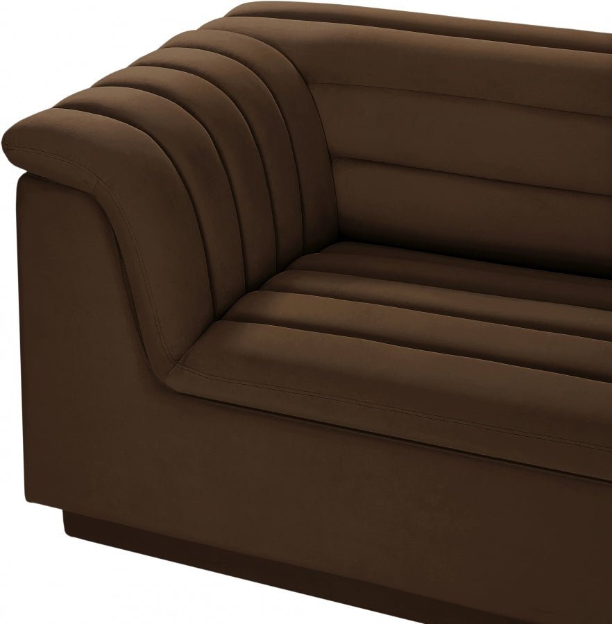 Cascade Velvet Fabric Sectional Brown from Meridian - Luna Furniture