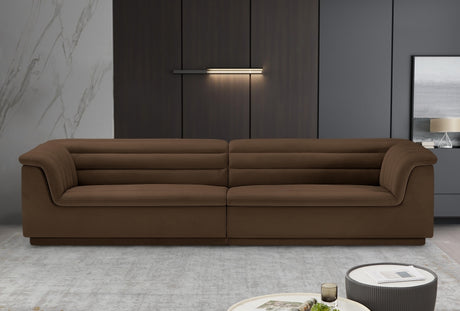 Cascade Velvet Fabric Sofa Brown from Meridian - Luna Furniture