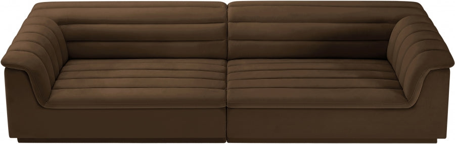 Cascade Velvet Fabric Sofa Brown from Meridian - Luna Furniture