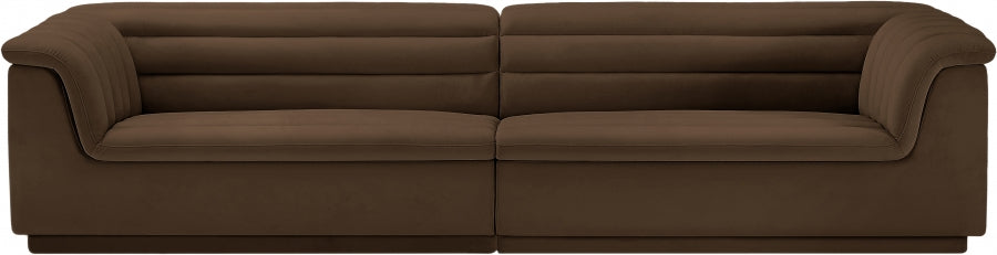 Cascade Velvet Fabric Sofa Brown from Meridian - Luna Furniture