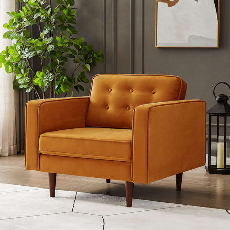 Casey Mid-Century Modern Burnt Orange Velvet Lounge Chair - AFC00306 - Luna Furniture