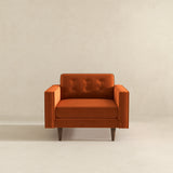 Casey Mid-Century Modern Burnt Orange Velvet Lounge Chair - AFC00306 - Luna Furniture