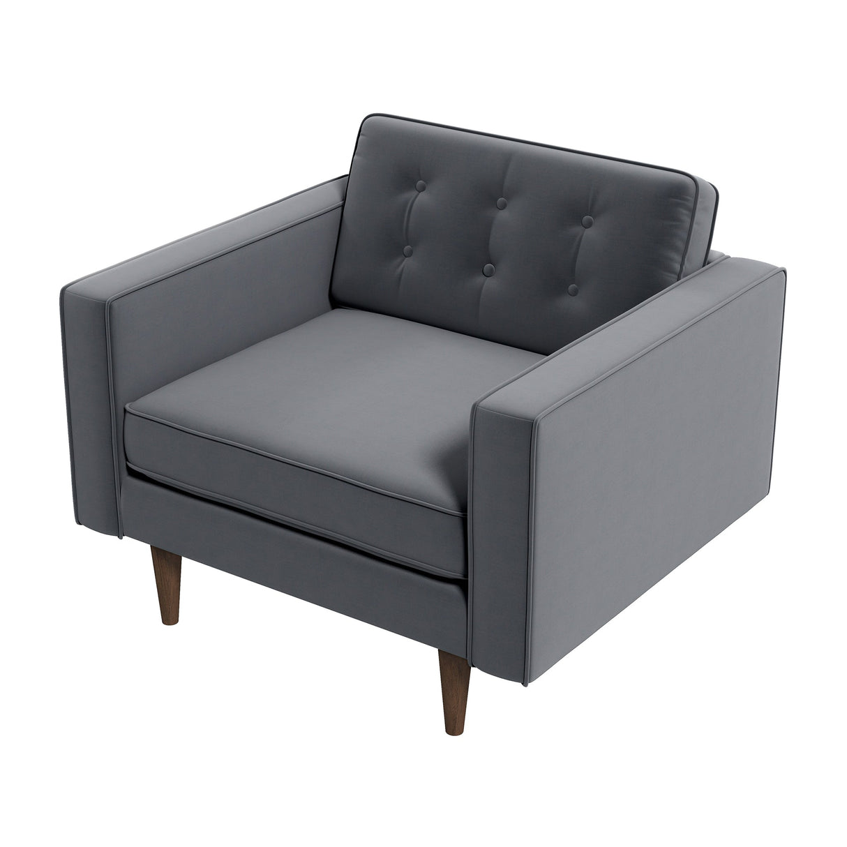 Casey Mid-Century Modern Grey Velvet Lounge Chair - AFC00057 - Luna Furniture