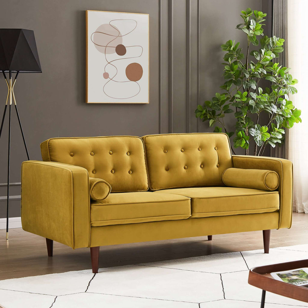 Casey Velvet Loveseat Dark Yellow - AFC00111 - Luna Furniture