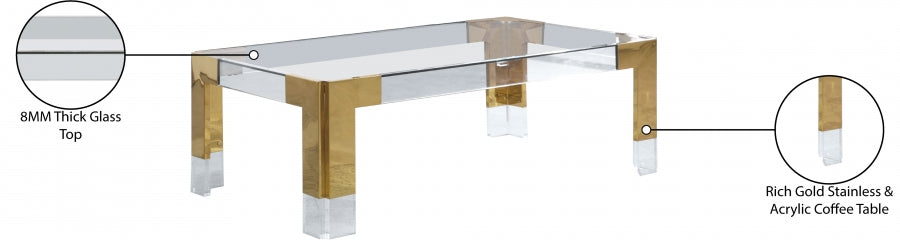 Casper Rich Gold Rectangular Coffee Table from Meridian - Luna Furniture