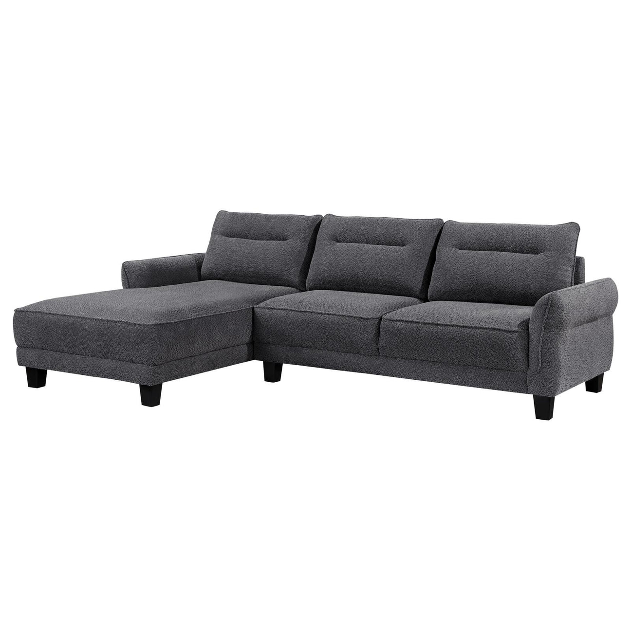 Caspian Upholstered Curved Arms Sectional Sofa Grey from Coaster - Luna Furniture