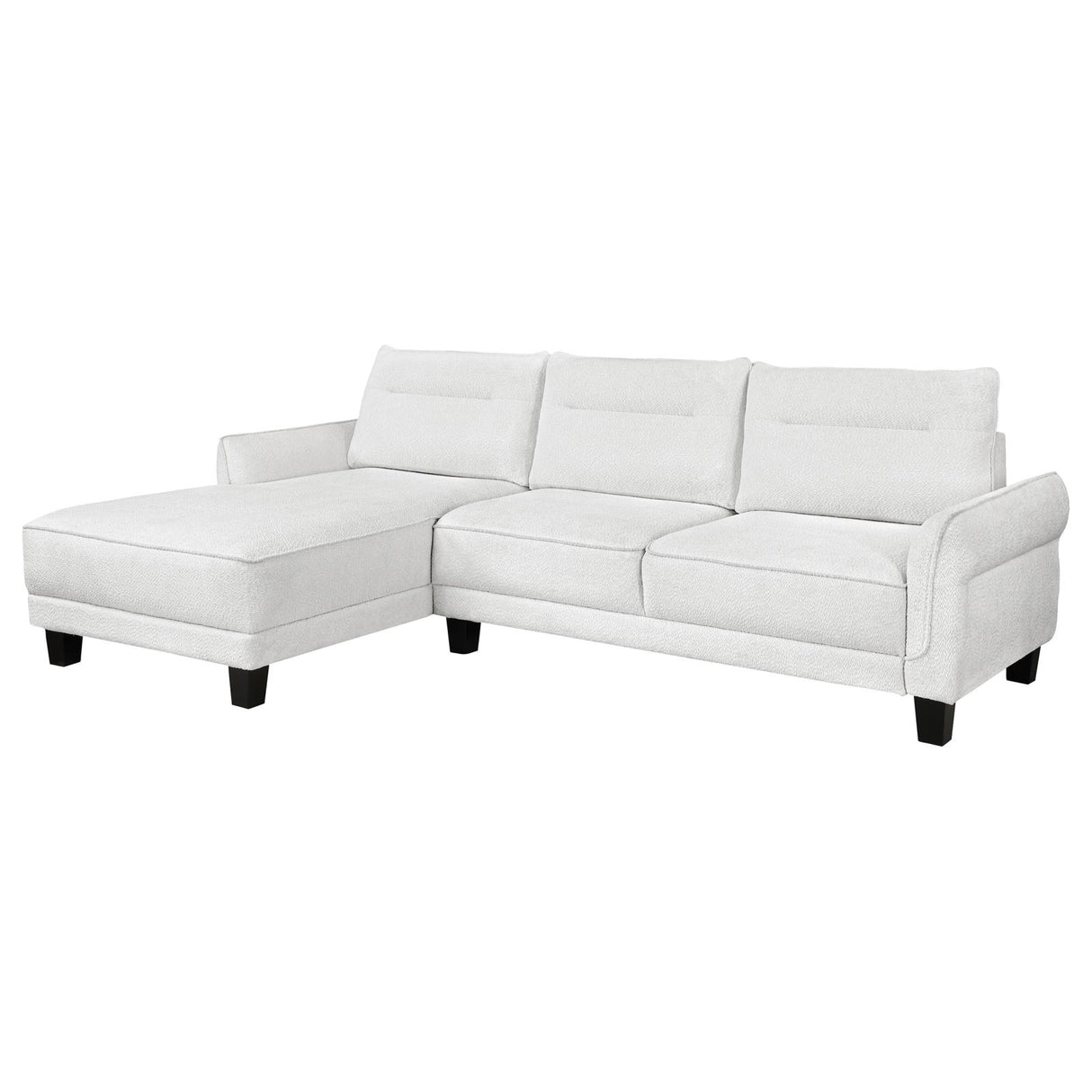 Caspian Upholstered Curved Arms Sectional Sofa White and Black from Coaster - Luna Furniture