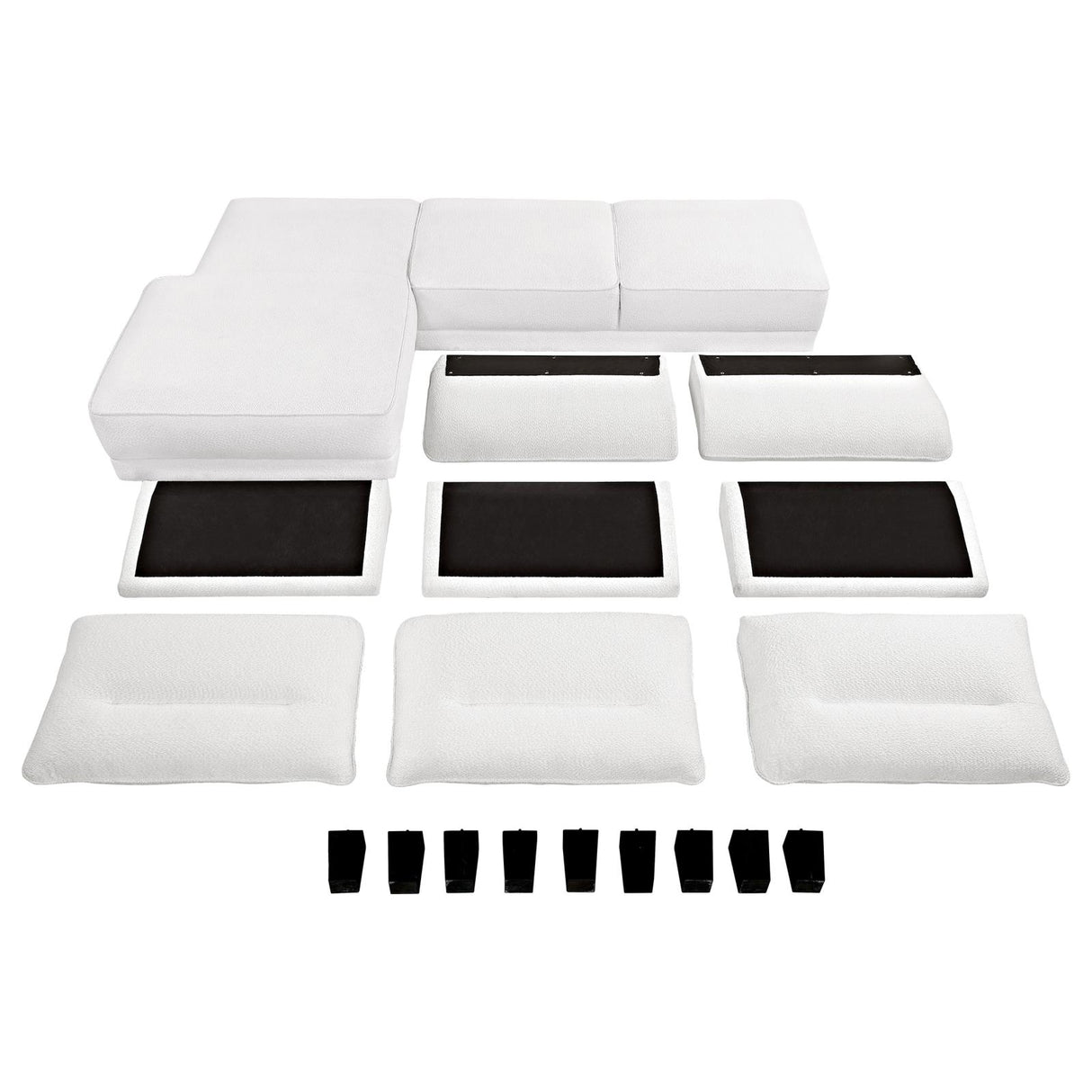 Caspian Upholstered Curved Arms Sectional Sofa White and Black from Coaster - Luna Furniture