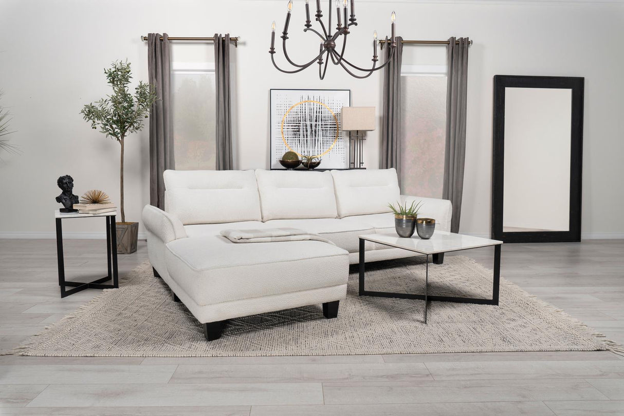 Caspian Upholstered Curved Arms Sectional Sofa White and Black from Coaster - Luna Furniture