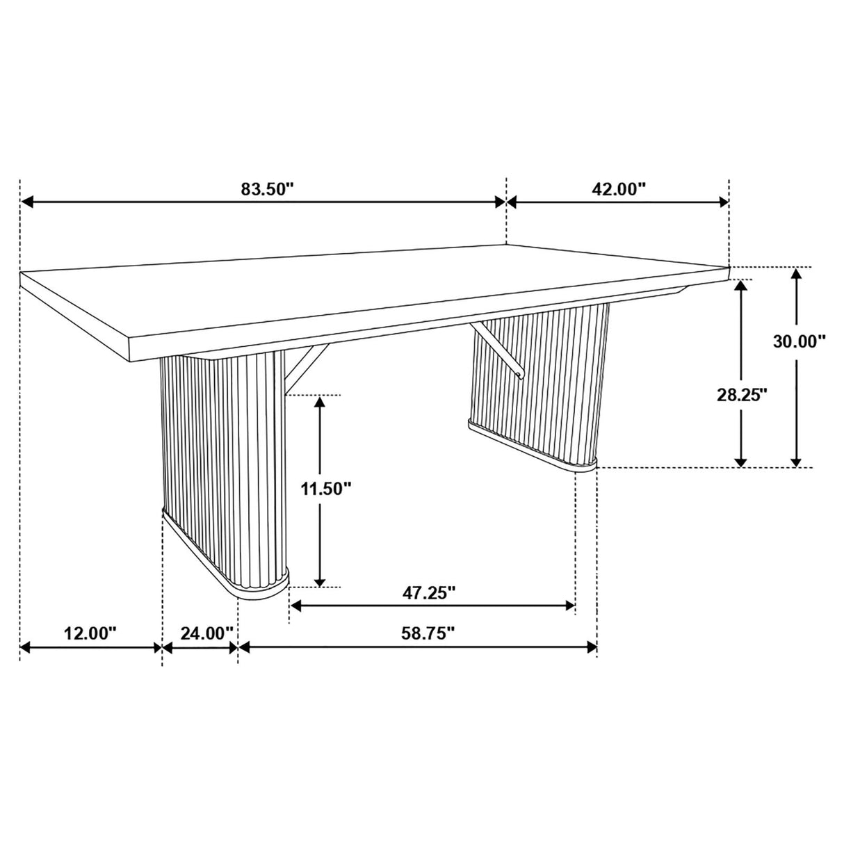 Catherine Rectangular Double Pedestal Dining Table Black from Coaster - Luna Furniture