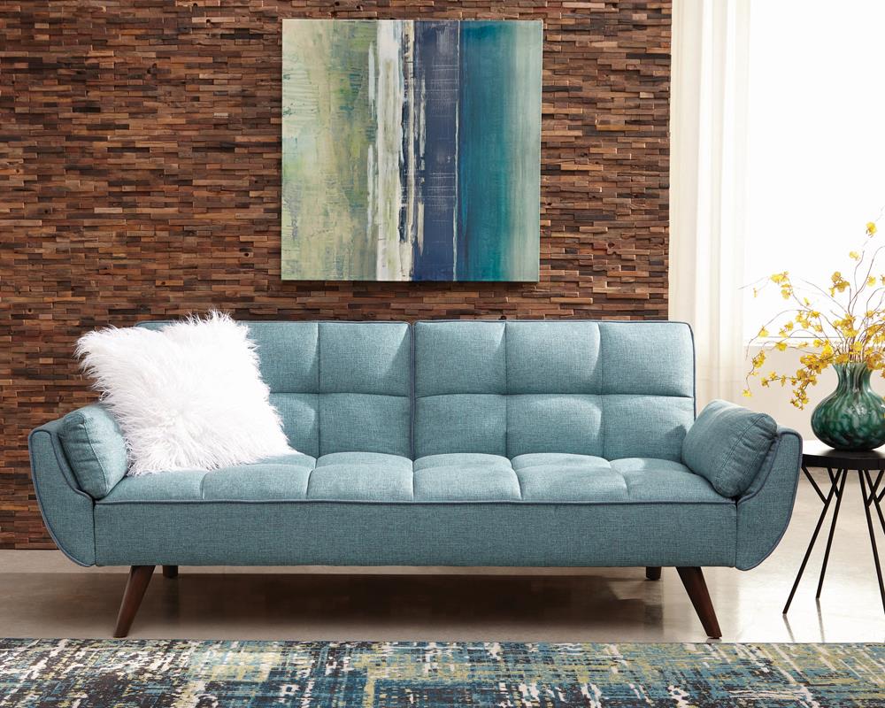 Caufield Biscuit-Tufted Sofa Bed Turquoise Blue from Coaster - Luna Furniture