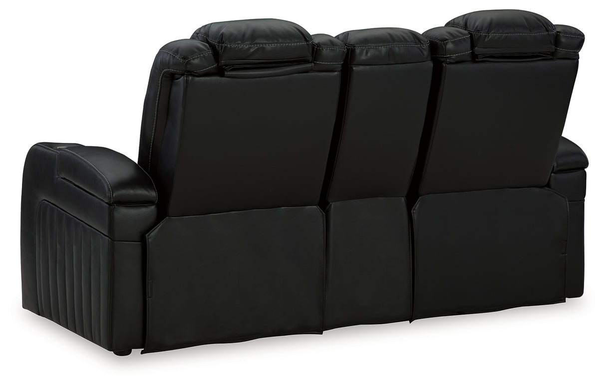 Caveman Den Midnight Power Reclining Loveseat with Console from Ashley - Luna Furniture