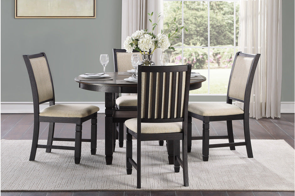 Asher Black/Brown Round 5-Piece Dining Room Set from Homelegance - Luna Furniture