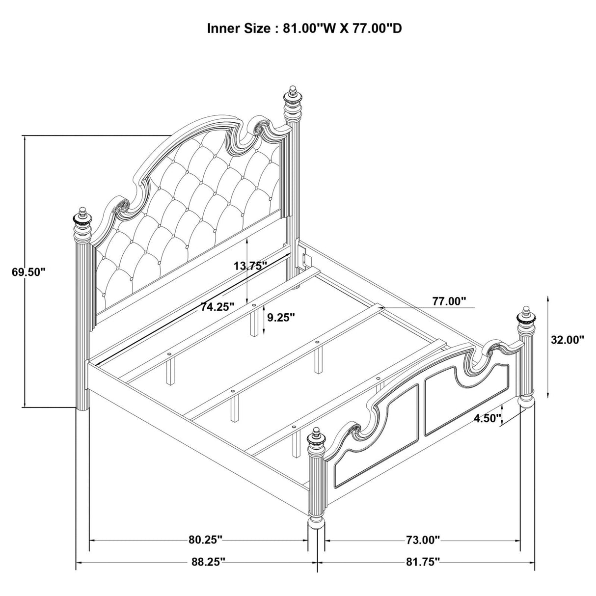 Celina Black/Beige 4-Piece Eastern King Bedroom Set with Upholstered Headboard from Coaster - Luna Furniture