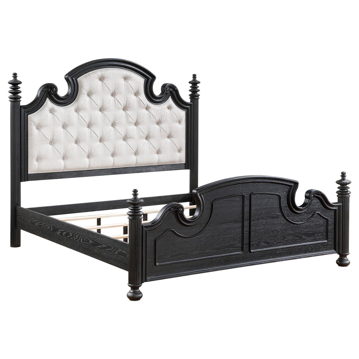 Celina Black/Beige 4-Piece Eastern King Bedroom Set with Upholstered Headboard from Coaster - Luna Furniture