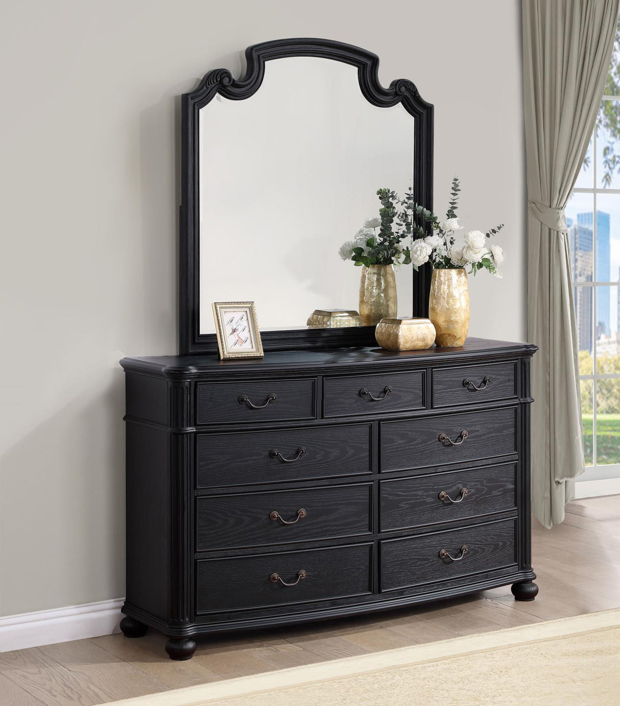 Celina Black 9-Drawer Bedroom Dresser with Mirror from Coaster - Luna Furniture