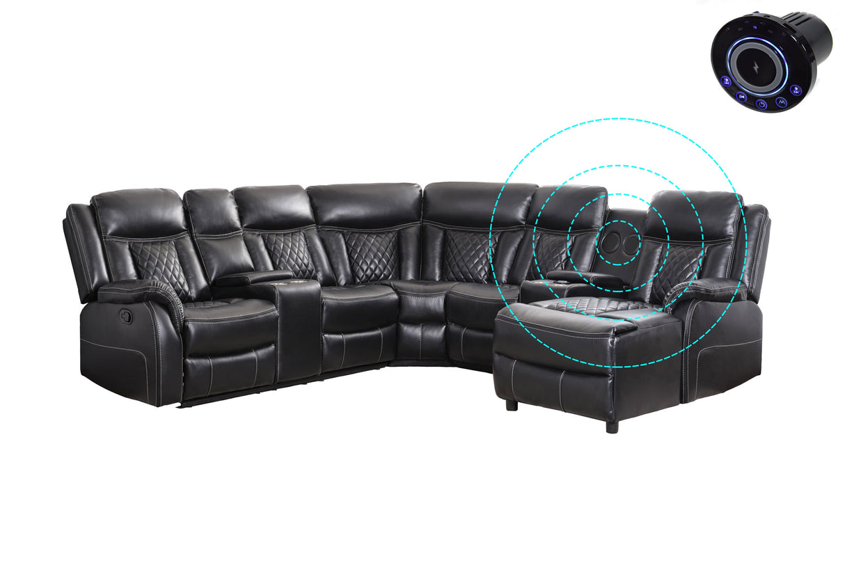 Champion Black Reclining Sectional - Champion Black - Luna Furniture