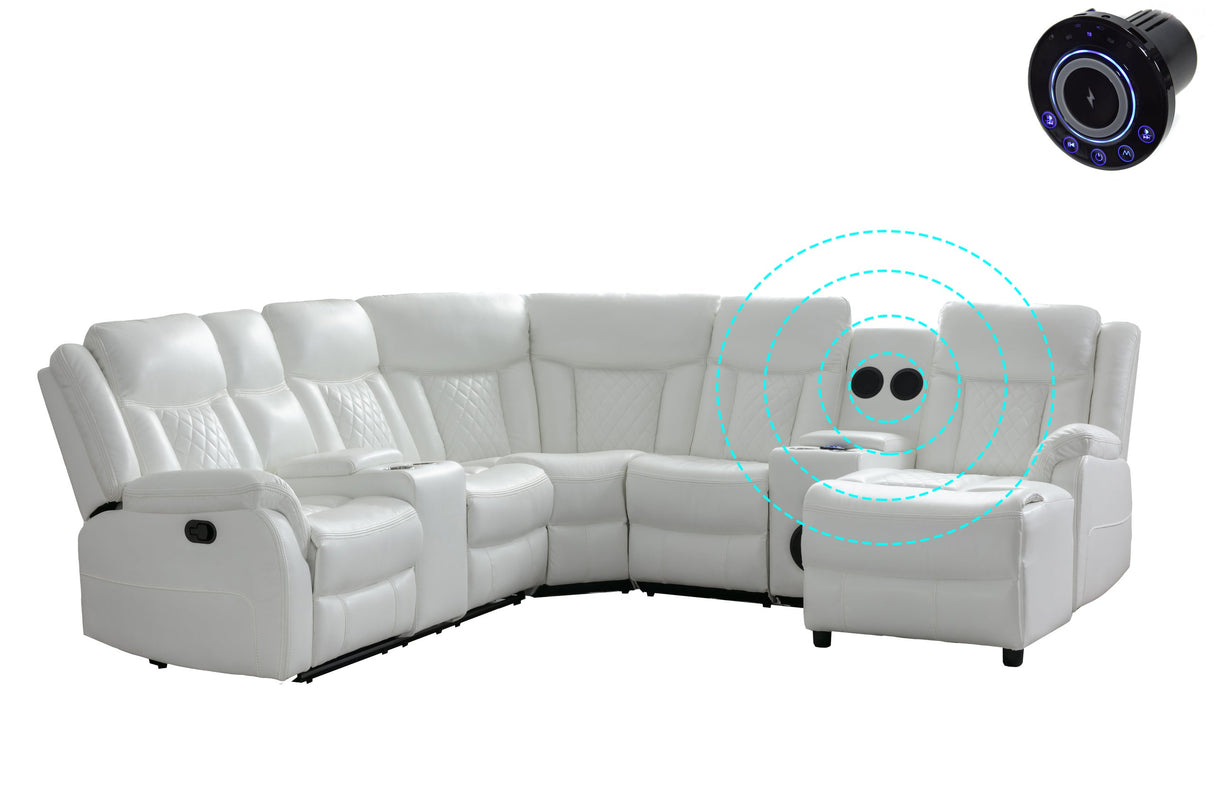 Champion White Reclining Sectional - Champion White - Luna Furniture