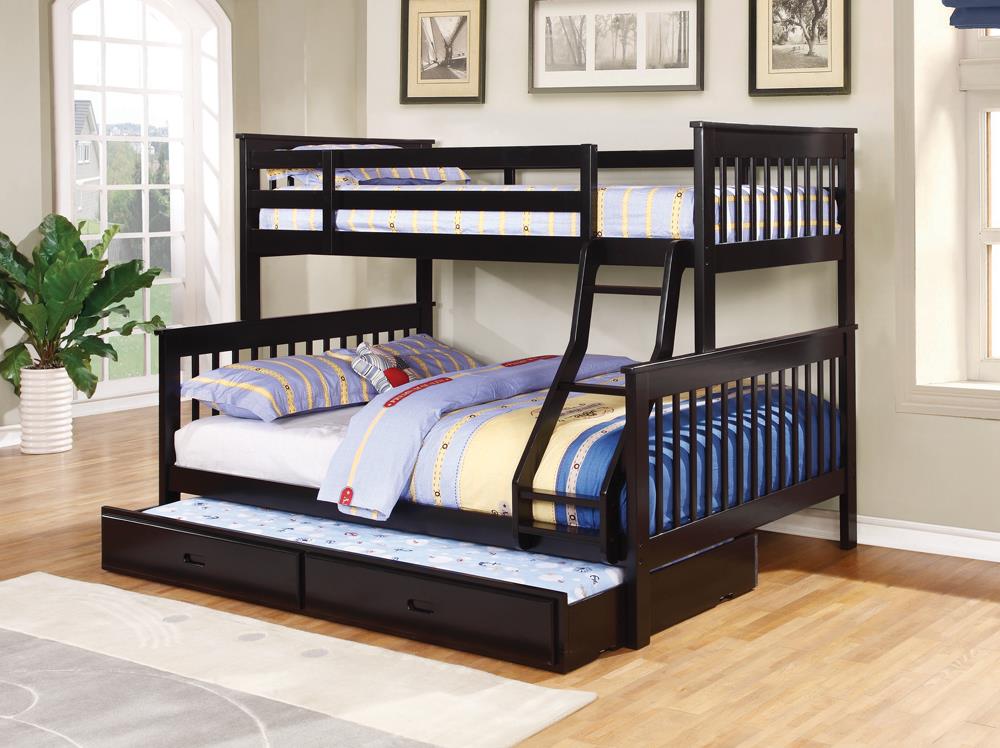 Chapman Twin Over Full Bunk Bed Black from Coaster - Luna Furniture