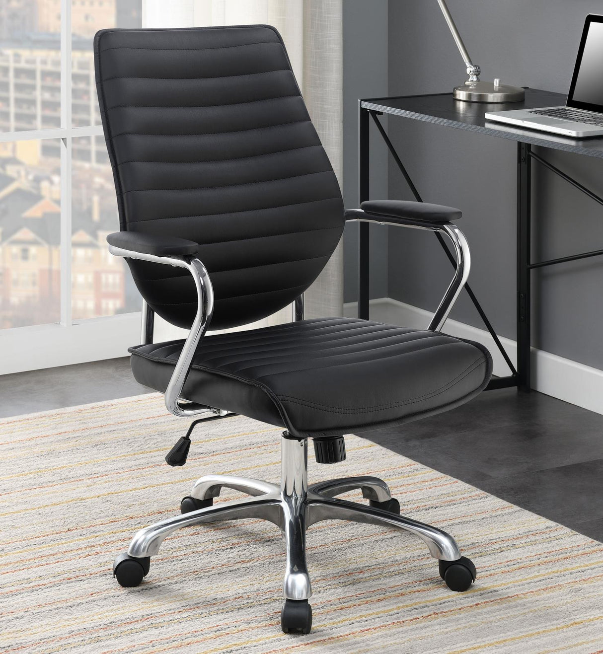 Chase Black/Chrome High Back Office Chair from Coaster - Luna Furniture