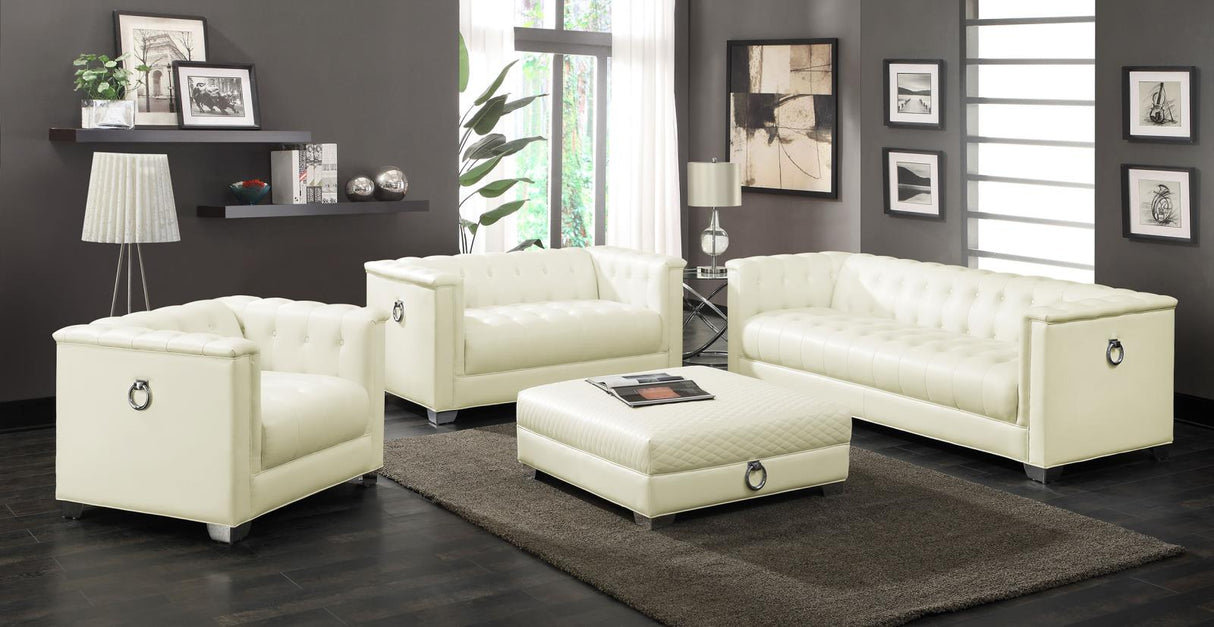 Chaviano 4-piece Upholstered Tufted Sofa Set Pearl White from Coaster - Luna Furniture