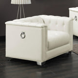 Chaviano Tufted Upholstered Chair Pearl White - 505393 - Luna Furniture