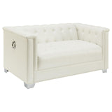 Chaviano Tufted Upholstered Loveseat Pearl White from Coaster - Luna Furniture