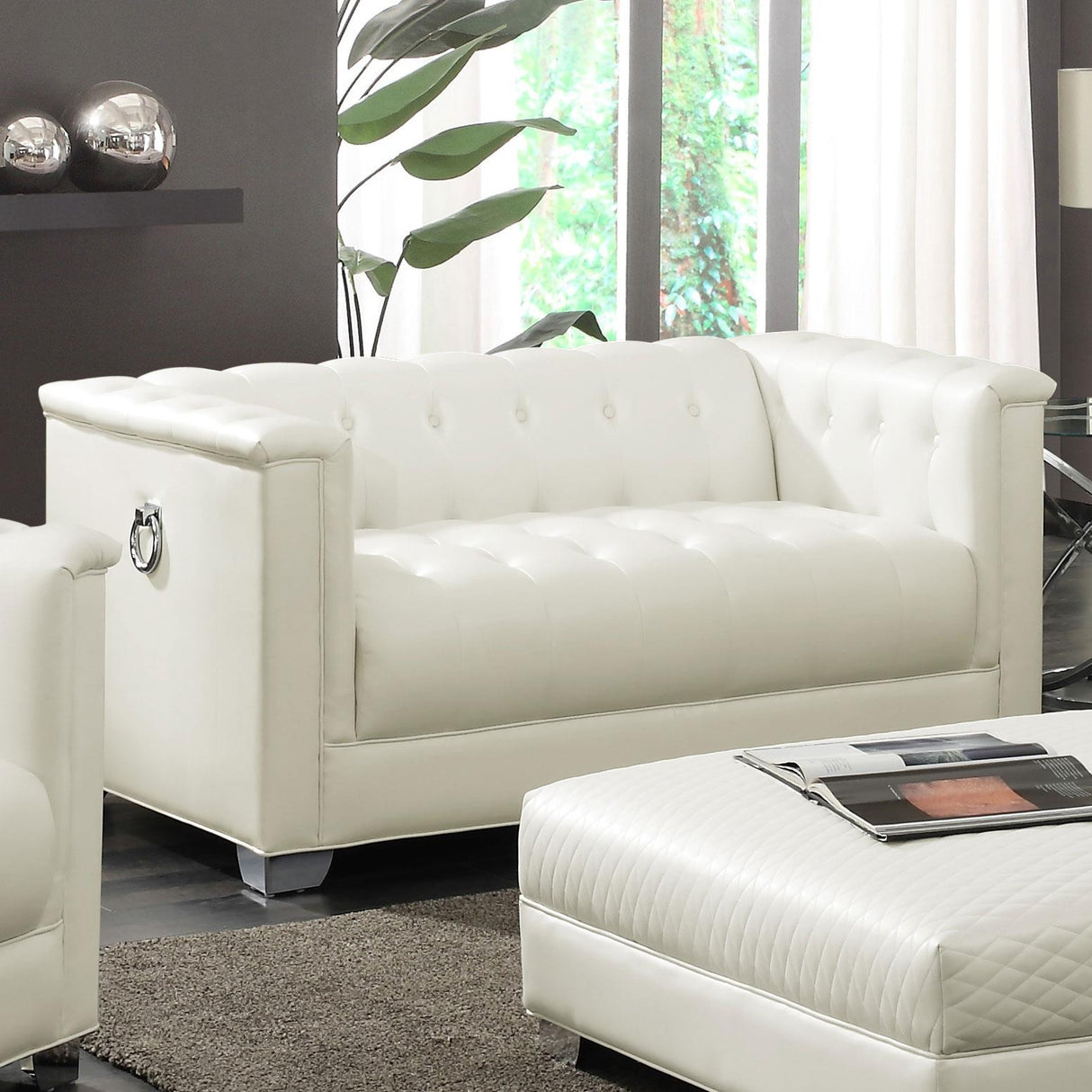 Chaviano Tufted Upholstered Loveseat Pearl White from Coaster - Luna Furniture