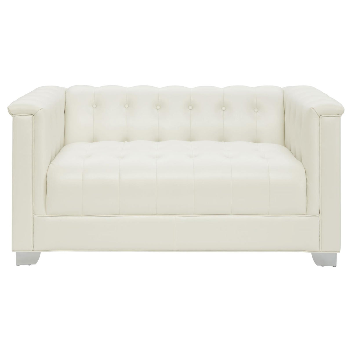 Chaviano Tufted Upholstered Loveseat Pearl White from Coaster - Luna Furniture