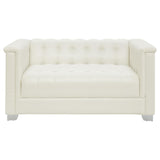 Chaviano Tufted Upholstered Loveseat Pearl White from Coaster - Luna Furniture