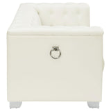 Chaviano Tufted Upholstered Loveseat Pearl White from Coaster - Luna Furniture