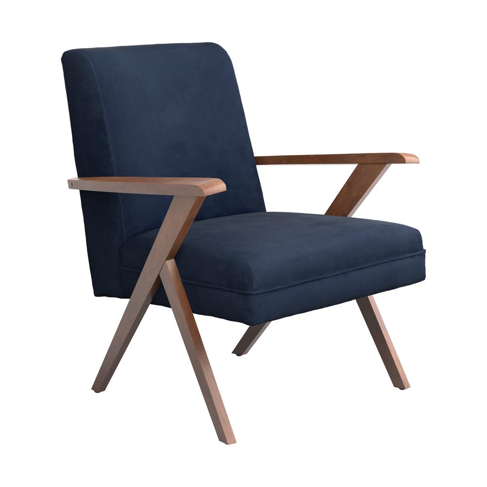 Cheryl Wooden Arms Accent Chair Dark Blue and Walnut - 905415 - Luna Furniture