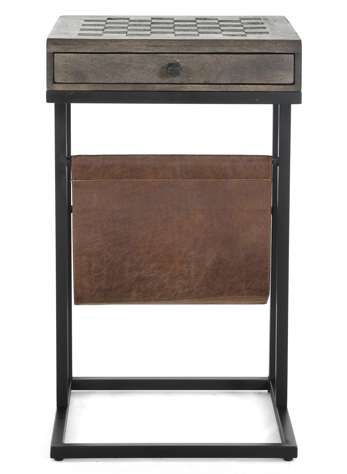 Chessie 1-drawer Square Side Table With Leather Sling Tobacco and Black from Coaster - Luna Furniture