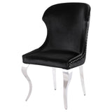 Cheyanne Upholstered Wingback Side Chair with Nailhead Trim Chrome and Black (Set of 2) from Coaster - Luna Furniture