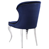 Cheyanne Upholstered Wingback Side Chair with Nailhead Trim Chrome and Ink Blue (Set of 2) from Coaster - Luna Furniture