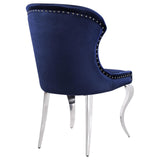 Cheyanne Upholstered Wingback Side Chair with Nailhead Trim Chrome and Ink Blue (Set of 2) from Coaster - Luna Furniture