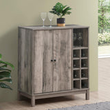 Cheyenne Weathered Acacia 2-Door Wine Cabinet with Stemware Rack from Coaster - Luna Furniture