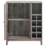 Cheyenne Weathered Acacia 2-Door Wine Cabinet with Stemware Rack from Coaster - Luna Furniture