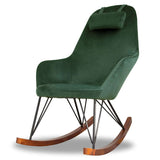 Chloe Mid Century Modern Rocker Livingroom and Bedroom Chair Green Velvet - AFC00084 - Luna Furniture