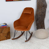 Chloe Mid Century Modern Rocker Livingroom and Bedroom Chair Green Velvet - AFC00084 - Luna Furniture