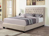 Chloe Tufted Upholstered Eastern King Bed Oatmeal from Coaster - Luna Furniture