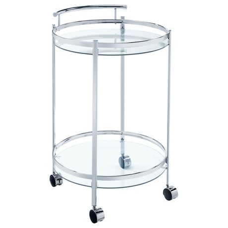 Chrissy Chrome Round Glass Bar Cart from Coaster - Luna Furniture