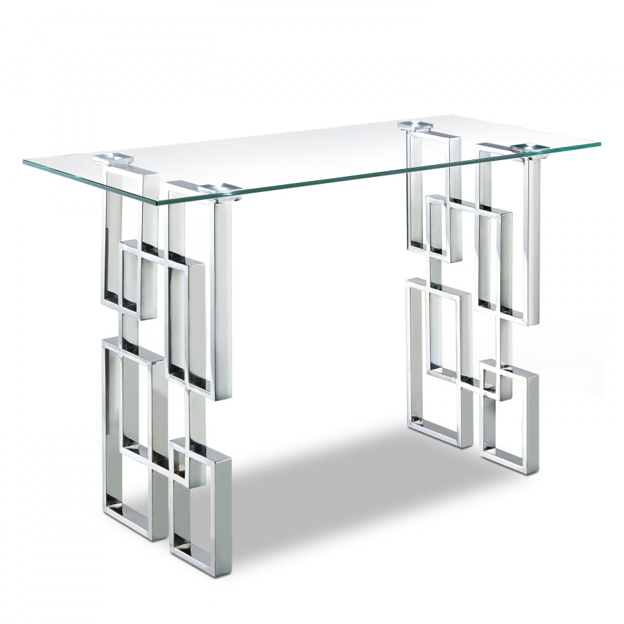 Alexis Chrome Chrome Console Table from Meridian - Luna Furniture