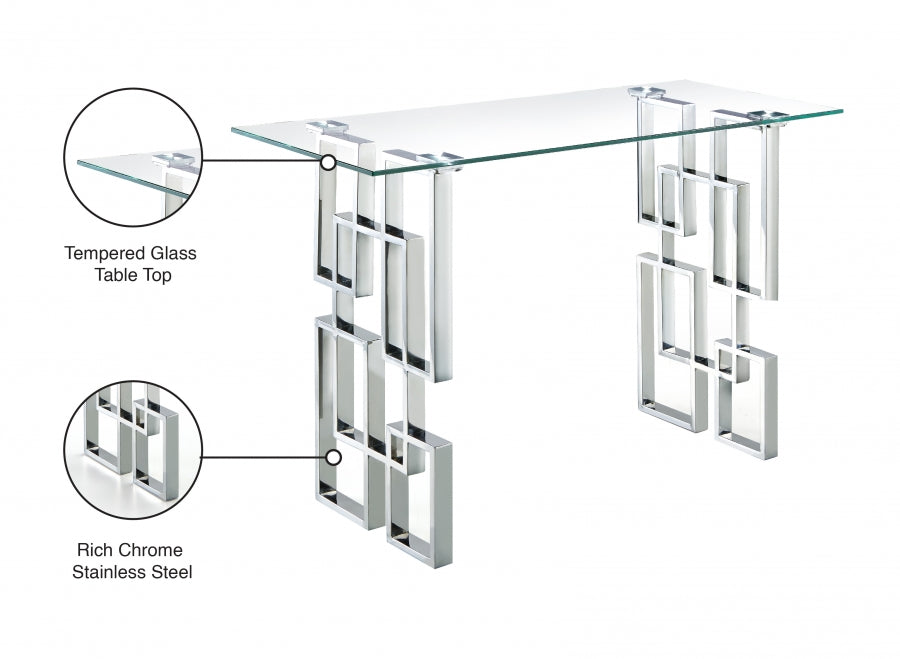 Alexis Chrome Chrome Console Table from Meridian - Luna Furniture