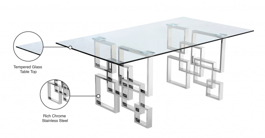 Alexis Chrome Chrome Dining Table from Meridian - Luna Furniture