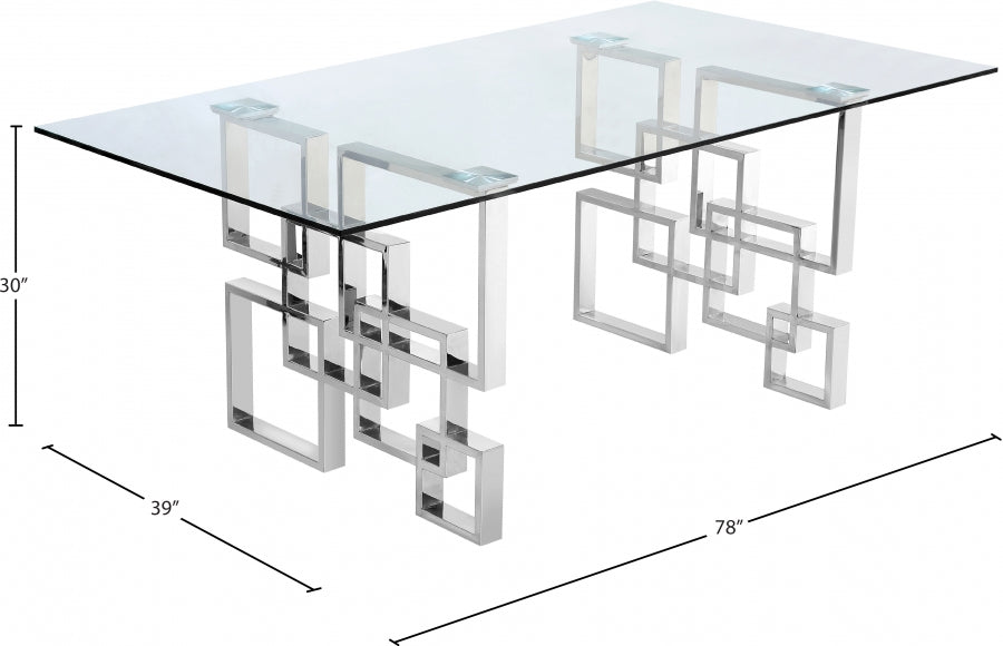 Alexis Chrome Chrome Dining Table from Meridian - Luna Furniture